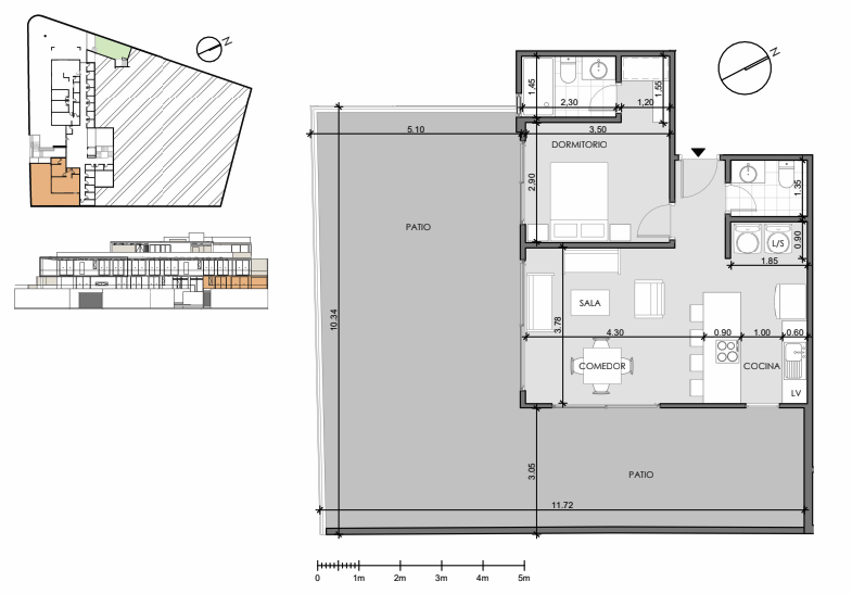 Plano Departamento 1 dormitorio #1