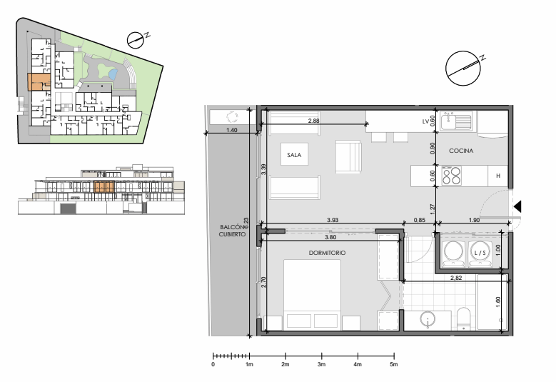 Plano Departamento 1 dormitorio #2